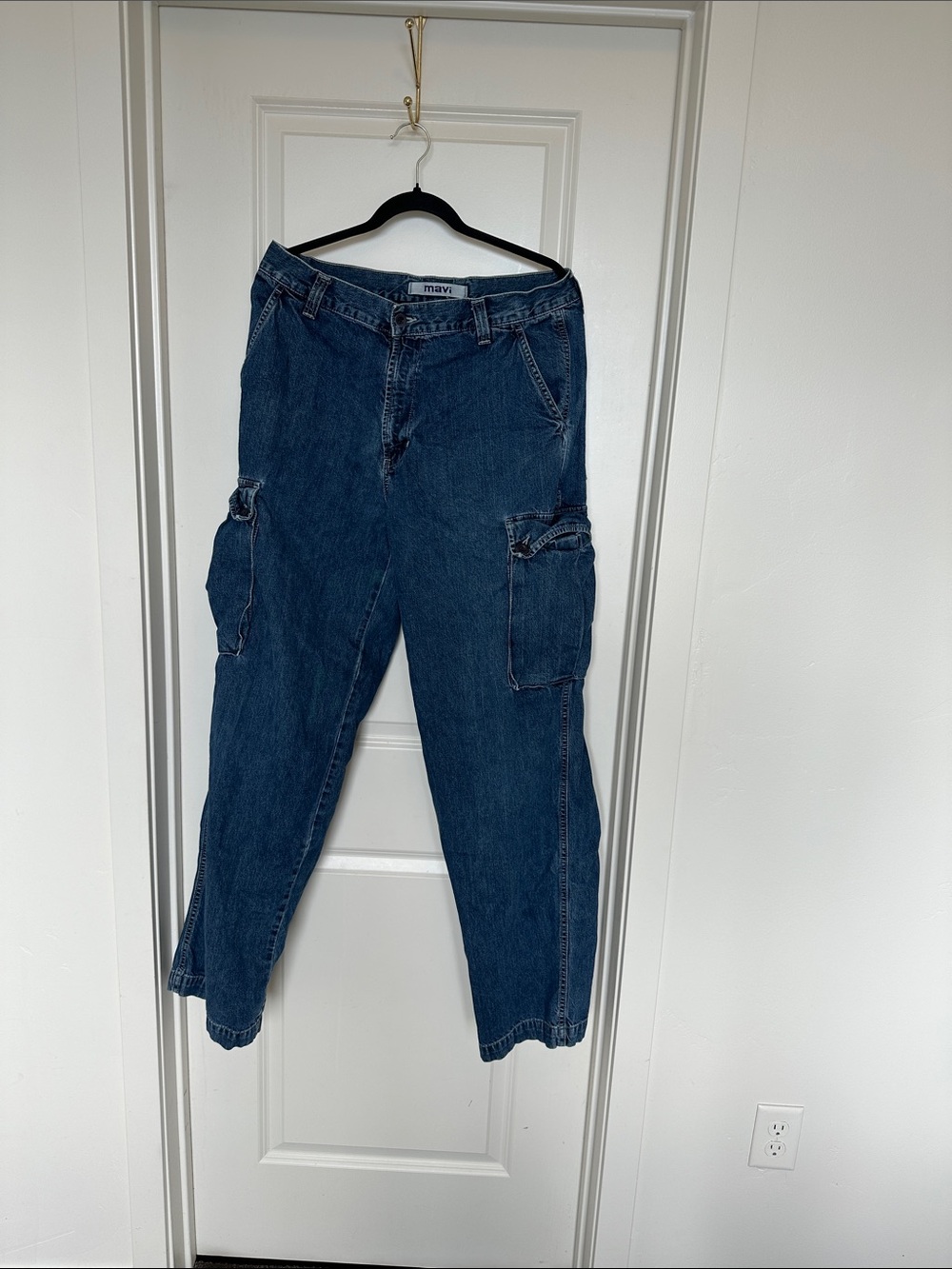 Mavi Josh Men’s 34 Blue Denim Cargo Jeans Bootcut Utility Y2K
